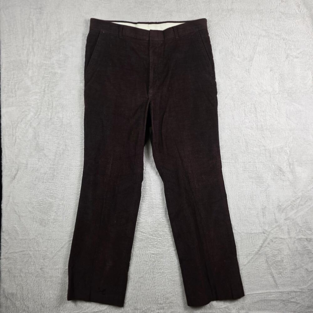 Men's Unbranded Corduroy Slacks Dark  Brown Size 34 Y2K Grunge Flat Front